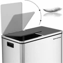 SONGMICS Default Songmics Metal Double Waste Bin Stainless Steel with 2 Pedals and Soft Close System 60 L Silver