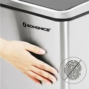 SONGMICS Default Songmics Metal Double Waste Bin Stainless Steel with 2 Pedals and Soft Close System 60 L Silver