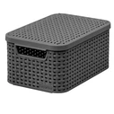 Curver Καλάθι Αποθήκευσης Rattan με Καπάκι Γκρι 18lt
