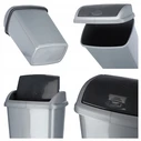 Curver Plastic Waste Bin (Trash Can) 10 L Silver – Model 174993 (20 x 36 x 20 cm)