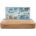 THOMSON Alarm Clock (Analog Hands) with Wood Finish, Radio and Wireless Sensor — CT600 (Brown)