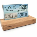THOMSON Alarm Clock (Analog Hands) with Wood Finish, Radio and Wireless Sensor — CT600 (Brown)