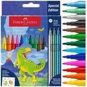 FABER-CASTELL Φιλοχρωματικοί Μαρκαδόροι Dino 10+3 με Αυτοκόλλητα