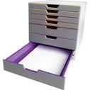Durable Plastic Office Drawer Unit 7-Drawer 28 x 35.6 x 29.2 cm Gray Varicolor 1657607