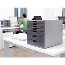 Durable Plastic Office Drawer Unit 7-Drawer 28 x 35.6 x 29.2 cm Gray Varicolor 1657607