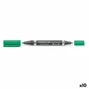 STAEDTLER Lumocolor Duo Permanent Markers, Green, 10 Pieces