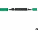 STAEDTLER Lumocolor Duo Permanent Markers, Green, 10 Pieces