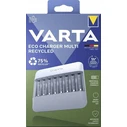 Varta Eco Charger Multi Recycled USB Φορτιστής 8 Μπαταριών Ni-MH AA/AAA Γκρι