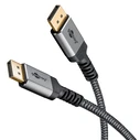 Goobay Plus DisplayPort 2.0/2.1 Cable, DisplayPort male-to-male, 3 m, Sharkskin Grey, 16K@60Hz (DSC), 80 Gbit/s (UHBR20)