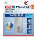 Tesa Powerstrips Adhesive Bathroom Hook / Mount Inox Grey (6 x 1.55 x 2.8 cm)