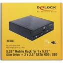 DeLOCK 5.25" Mobile Rack for 1 x 5.25" Slim Drive + 2 x 2.5" SATA HDD/SSD - Black (Model 47230)