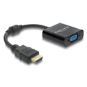 Delock Αντάπτορας HDMI (αρσενικό) σε VGA (θηλυκό) 61077, Μαύρο, ~15 cm