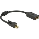 Delock Mini DisplayPort 1.2 to DisplayPort Adapter Cable (Mini DP male with screw > DP female), 25 cm, Black, 4K