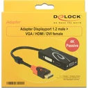 DeLock 62902 Adapter DisplayPort 1.2 Male to DVI‑D / HDMI / VGA Female, Passive, 4K, Black
