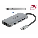DELOCK USB 3.2 Gen 1 4-Port Hub with Gigabit LAN and Power Delivery (PD) - 63252