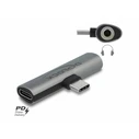 Delock προσαρμογέας USB Type-C σε 3.5mm στερεοφωνική υποδοχή + USB Type-C PD 60W, γκρι