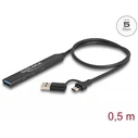 Delock Slim USB Hub 4 θυρών με USB Type-C ή USB Type-A σε 3 x USB Type-C (5 Gbps) + 1 x USB Type-A (5 Gbps)
