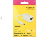USB-C Αντάπτορας Δικτύου RJ45 (Gigabit) λευκό Delock 65906
