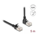 Delock RJ45 Network Cable Cat.6A S/FTP Slim 90° (top) angled to straight, 5 m, Black
