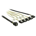 Delock Mini SAS HD SFF-8643 to 4 x SATA 7‑Pin Reverse + Sideband Cable, 0.5 m