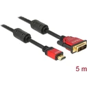 Delock HDMI σε DVI 24+1 (ST-ST) 5m επιχρυσωμένο καλώδιο προσαρμογέα, Μαύρο