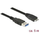 Delock USB 3.0 καλώδιο Type-A αρσενικό σε Micro-B 3.0 αρσενικό, 5 m, μαύρο (MPN 85076)