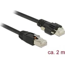 DeLOCK SF/FTP Cat.6 (Gigabit) Ethernet Cable RJ45 Plug to RJ45 Plug with Screws, 2 m (Model 85668) - Black