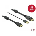 DELOCK DisplayPort (M) to HDMI (M) 4K Cable 7 m USB-A Powered, Black