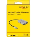 Delock USB Type-C Splitter (DP Altmode) to 1 x HDMI + 1 x VGA (MPN: 87776)