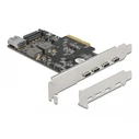 Delock PCI Express x4 card to 4 x USB Type-C + 1 x USB Type-A — SuperSpeed USB 10 Gbps — Low Profile