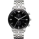 Emporio Armani Classic Men's Watch 43mm Quartz Chronograph Silver Stainless Steel Bracelet AR0389