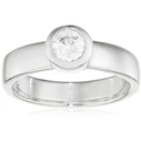 Diamonfire Women's Sterling Silver Ring with 4mm Zirconia - Size 17