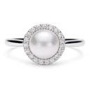 Diamonfire Γυναικείο Δαχτυλίδι με Πέρλα & Ζιργκόν από Ασήμι, Μέγεθος 16