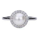 Diamonfire Women's Sterling Silver Ring with Pearl & Zirconia, Size 16.5