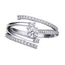 Diamonfire Women's Sterling Silver Ring with 4mm Cubic Zirconia Hoops - Size 16.5
