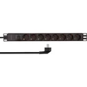 LogiLink 1U 19" PDU με 8 υποδοχές Schuko (CEE 7/3), είσοδος Schuko, μέγ. 16 A, προστασία υπερφόρτωσης και υπερτάσεων, IP20, καλώδιο 2 m, μαύρο (PDU8C04)