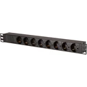 LogiLink 1U 19" PDU με 8 υποδοχές Schuko (CEE 7/3), είσοδος Schuko, μέγ. 16 A, προστασία υπερφόρτωσης και υπερτάσεων, IP20, καλώδιο 2 m, μαύρο (PDU8C04)