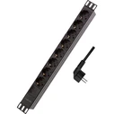 LogiLink 1U 19" PDU με 8 υποδοχές Schuko (CEE 7/3), είσοδος Schuko, μέγ. 16 A, προστασία υπερφόρτωσης και υπερτάσεων, IP20, καλώδιο 2 m, μαύρο (PDU8C04)