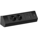 Bachmann CASIA 2 Πολύπριζο 2x CEE7/3 + 1x USB-A 22W, Καλώδιο 2,0 m, Μαύρο