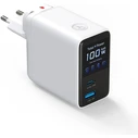 4Smarts Φορτιστής GaN Flex Screen AI 100W 2x USB‑C + 1x USB‑A Λευκός (με καλώδιο USB‑C)