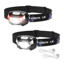Lepro Επαναφορτιζόμενος Φακός Κεφαλής LED IPX4 300 lm 2τμχ (Μοντέλο 092940)