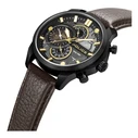 Police Men's Watch PEWGF0039203M (44mm) Quartz Chronograph Black Case Brown Leather Strap