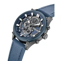 Police Wadden Men's Watch 46mm Quartz Chronograph Blue Leather Strap PEWGC0054206