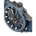 Police Wadden Men's Watch 46mm Quartz Chronograph Blue Leather Strap PEWGC0054206