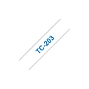 Brother P-touch Ταινία Ετικετογράφου TC-203 - Μπλε εκτύπωση σε λευκό φόντο, 12 mm x 7,7 m