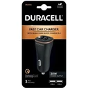 Duracell Φορτιστής Αυτοκινήτου 30W 4.8A (2x USB-A) Μαύρο