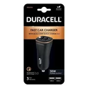 Duracell Φορτιστής Αυτοκινήτου 30W 4.8A (2x USB-A) Μαύρο