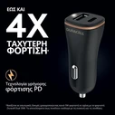 Duracell Φορτιστής Αυτοκινήτου 27W USB-A + USB-C Μαύρο DR6026A