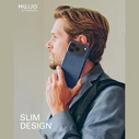 Mujjo Δερμάτινη Θήκη Back Cover 1mm Μπλε (iPhone 17 Pro)