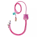 Jazwares Braided USB 3-in-1 Cable to USB-C / micro USB / Lightning 1.2m 2A Pink (Lazerbuilt B04413 / CBSQM-3IN1-LOLA)